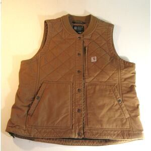 Carhartt Rugged Flex Women's XL (16/18) Quilted Canvas Vest Brown 104423 BRN